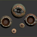 Ancient Painted Pottery Display With Decorative Vases Small Jars And Figurine Patterns 3d model