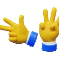 Hand third gesture cartoon gesture 3d model