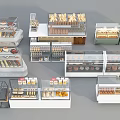 Various Styles of Bakery Display Cases and Shelves with Glass Doors and Multi Tiered Design