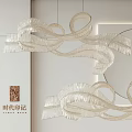 Modern Flowing Ribbon Chandelier With Curved Acrylic Design In White Interior Setting