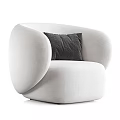 Beige Single Sofa With Rounded Shape Fluffy Fabric And Comfortable Cushion