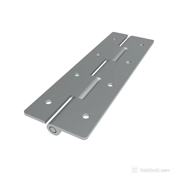 Gray Metal Hinge With Multiple Holes And Central Hinge Pin Hardware Accessory 3d model 