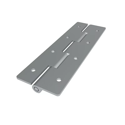 Gray Metal Hinge With Multiple Holes And Central Hinge Pin Hardware Accessory 3d model