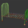 Rusty Iron Double Bed With Curved Headboard Footboard And Vintage Metal Frame Design