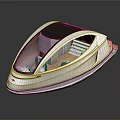Modern Sleek White Boat With Transparent Roof Red Seats And Wooden Floor