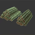 Stacked Plant Wood Logs With Cut Cross Sections And Visible Annual Rings