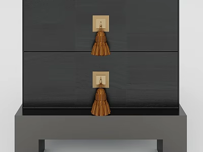 Modern Entryway Console Cabinet With Dark Drawers And Decorative Tassel Handles 3d model