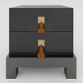 Modern Entryway Console Cabinet With Dark Drawers And Decorative Tassel Handles