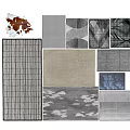 Modern Square Carpet Blanket Cowhide Carpet 3d model