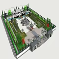 Aerial View Of Traditional Chinese Garden With Classical Architecture And Surrounding Forest