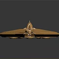 Modern Golden Streamlined Spacecraft Structure With Striped Surface For Cosmic Missions