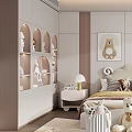 Modern Kids Room Interior With Cozy Bed Plush Toys And Shelves
