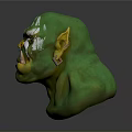 Game Movie Character With Green Skin White Facial Markings Pointed Ears And Tusked Mouth