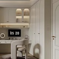 Modern Tatami Bedroom Interior With Tatami Bed White Wardrobes Desk And Lit Shelves
