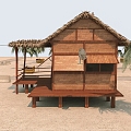 Modern Thatched Cottage Thatched Cottage Seaside Activities 3d model