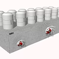 White Cylindrical Tanks On Gray Industrial Equipment Testing Base With Red Components 3d model