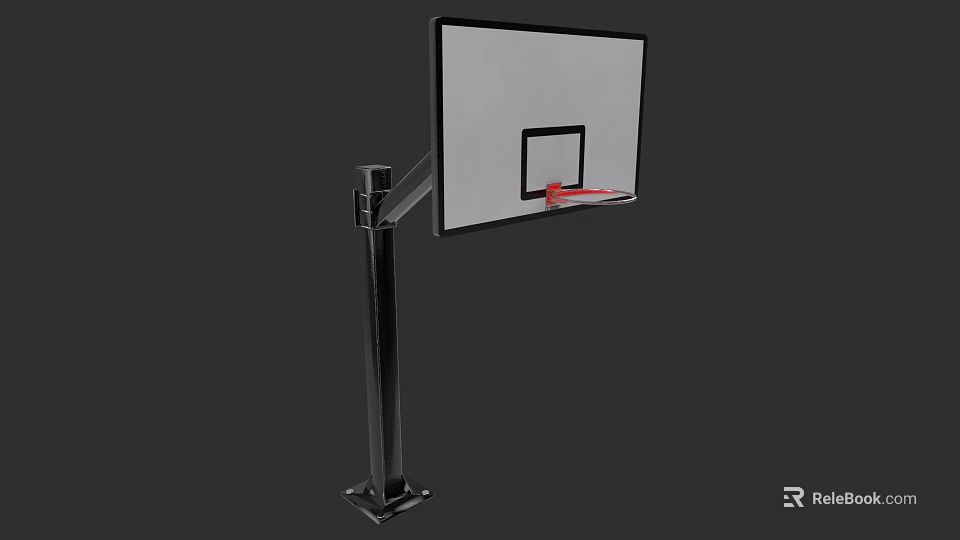 Durable Basketball Hoop Stand With Sturdy Pole And Backboard For Sports 3d model 