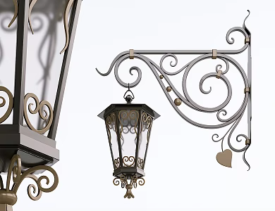 European style wall lamp wrought iron wall lamp 3d model