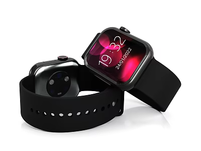 Modern Smartwatch With Vibrant Digital Display Black Silicone Strap And Sensor 3d model