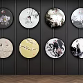 New Chinese Style Round Frame Painting Billion Elephants 3d model