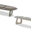 Elegant Modern Fabric Bed Bench With Gray Beige Cushion And Curved Wooden Legs