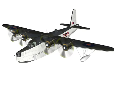Vintage Passenger Aircraft With Four Propellers Floats Registration Number 705 And Wing Emblems 3d model