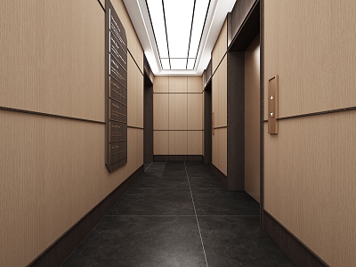 Modern elevator aisle corridor public area model