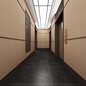 Modern elevator aisle corridor public area 3d model