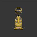 Yellow Mechanical Robotic Arm With Black Warning Stripes And Industrial Design Structure 3d model