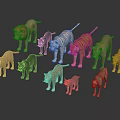 Colorful Wild Animal Figurines Collection Featuring Lions Tigers and Leopards