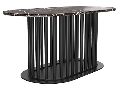 Modern Entryway Console Table with Marble Top and Black Metal Legs 3d model