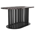 Modern Entryway Console Table with Marble Top and Black Metal Legs