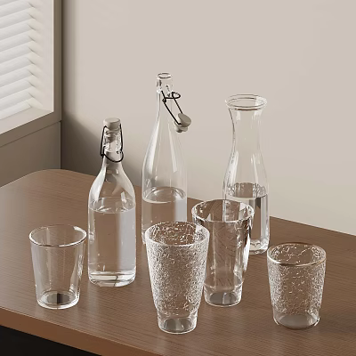 19 Modern Water Bottle Water Cup Glass 3d model
