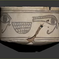 Ancient Carved Pottery Jar With Eye Motifs Grid Designs And Cracks