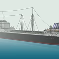 Large Yacht With Black Red Hull White Superstructure On Blue Water Deck And Masts