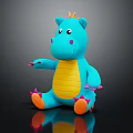 Cute Blue Dinosaur Plush Toy with Yellow Belly Orange Claws and Head Crest