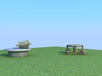 New Chinese Stone Mill Stone Mill Table 3d model