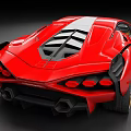 Red Lamborghini Supercar With Sleek Aerodynamic Body Golden Wheels And Scissor Doors