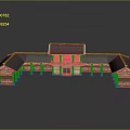 Traditional Wooden Architecture With Symmetrical Design Tile Roof And Veranda Structure