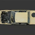 Beige Vintage Car With Open Hood Exposed Engine Worn Body And Damaged Tires