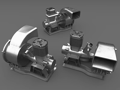 Heavy Duty Industrial Equipment Mechanical Pumps With Metal Bodies And Varied Designs 3d model
