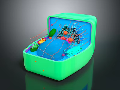 Biological Organ and Hair Structure 3D Model with Microscopic Components Illustration 3d model