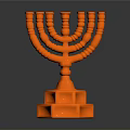 Orange Decorative Candelabra With Ornate Square Base And Curved Branches For Home Living