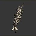 Realistic Zebra With Black And White Stripes In Standing Pose On Gray Background