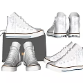 White High Top Canvas Shoes With Classic Design And Multiple Views 3d model