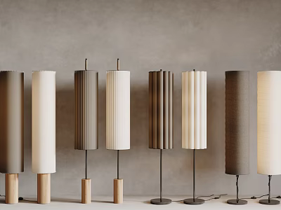 Modern Floor Lamps With Varied Textured Shades And Neutral Tones 3d model