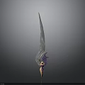 Artistic Fantasy Weapon Design With Feather Decor And Purple Pink Accents