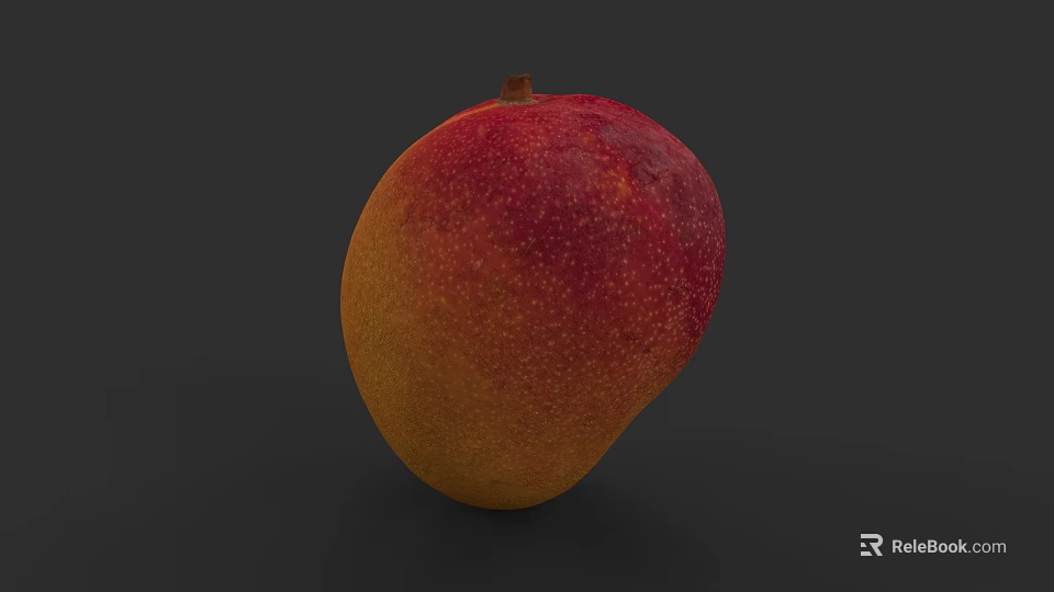 Fresh Ripe Mango With Red And Yellow Speckled Skin And Juicy Flesh 3d model 