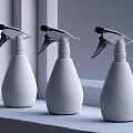 Colorful Plastic Spray Bottles on Window Sill for Home Cleaning Supplies