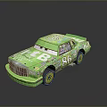 Green Race Car With Number 86 And Decorative Sponsor Logos